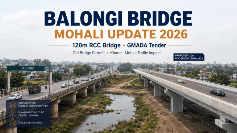 Balongi bridge Mohali update 2026 GMADA 120 metre RCC bridge tender