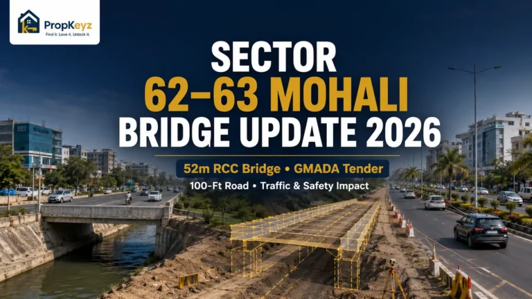 Sector 62 63 Mohali bridge update 2026 GMADA 52 metre RCC bridge