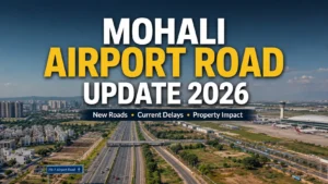 Mohali Airport Road latest update 2026 showing new road infrastructure and airport corridor