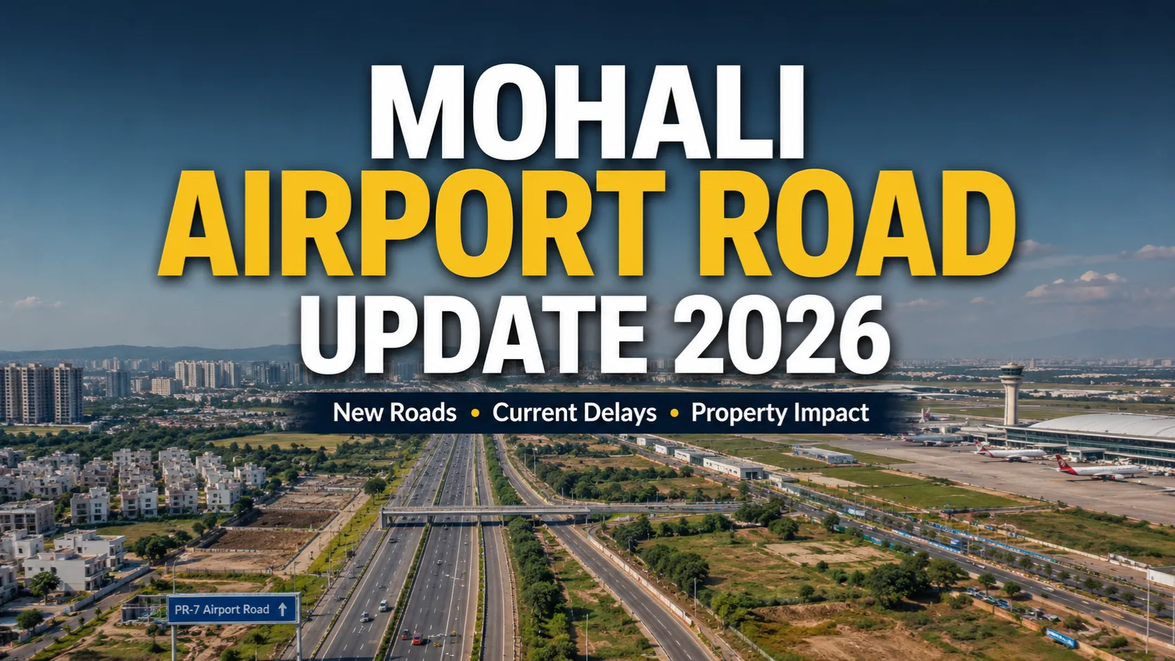 Mohali Airport Road latest update 2026 showing new road infrastructure and airport corridor