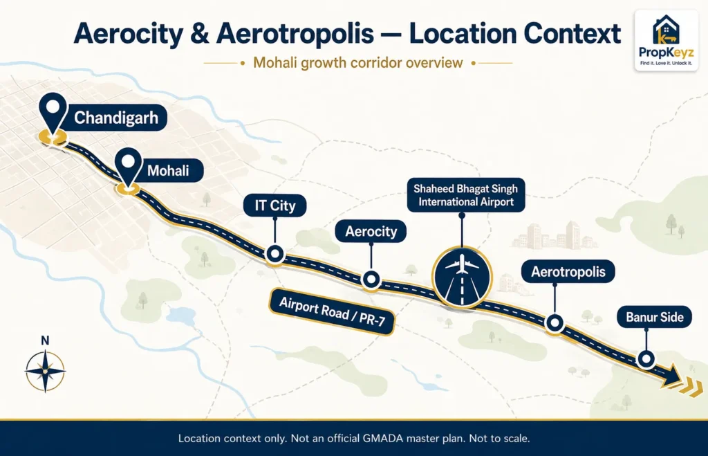 Aerocity Aerotropolis Mohali airport IT City location map