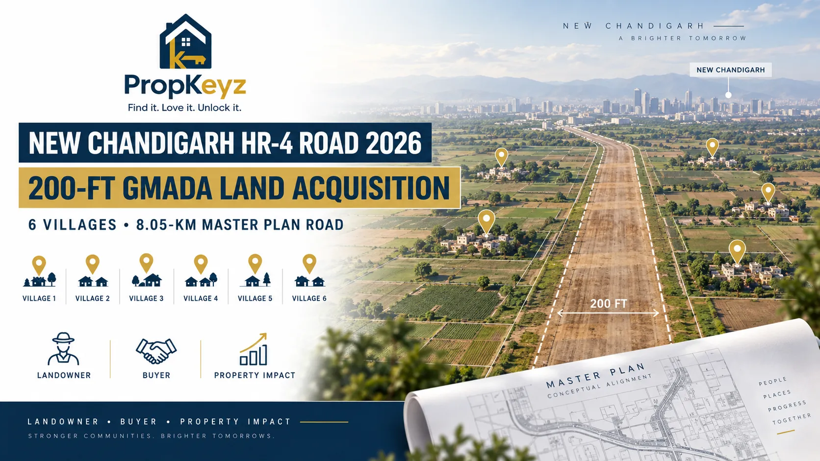 New Chandigarh HR-4 Road 2026 200-ft GMADA land acquisition