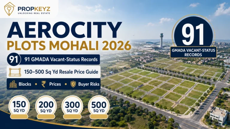 Aerocity plots Mohali 2026 GMADA vacant records and resale price guide