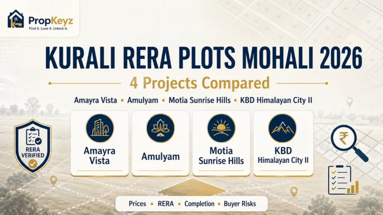 Kurali RERA plots Mohali 2026 Amayra Vista Amulyam Motia Sunrise Hills KBD comparison