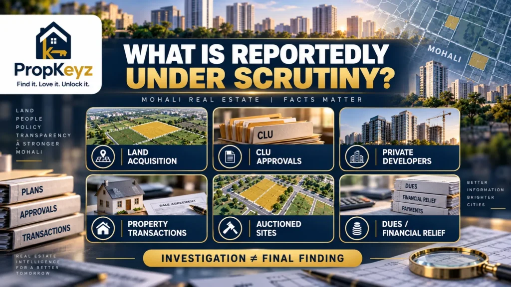 GMADA ED Raid 2026 investigation CLU land auctions developers