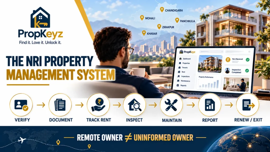 NRI property management system Tricity tenant rent inspection maintenance