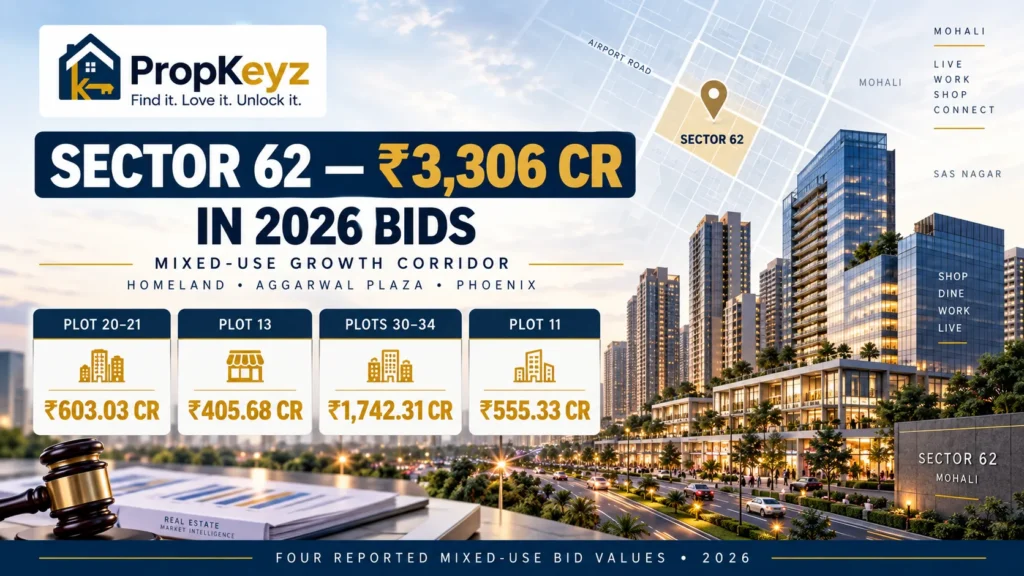 Sector 62 Mohali 2026 four GMADA mixed-use bid values