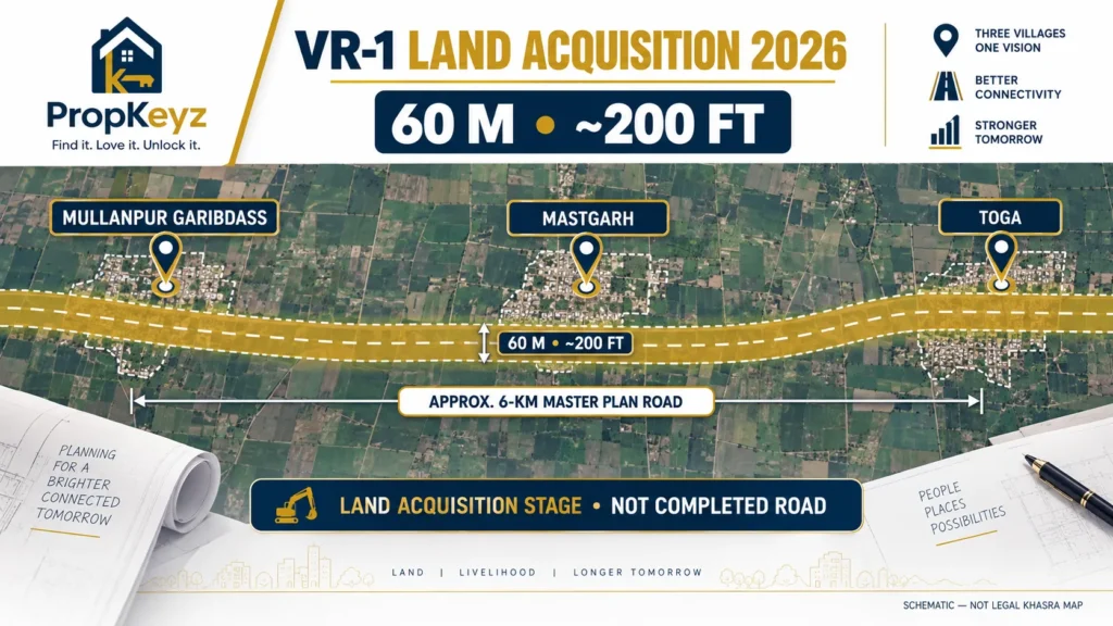 VR-1 Road New Chandigarh 2026 three villages land acquisition