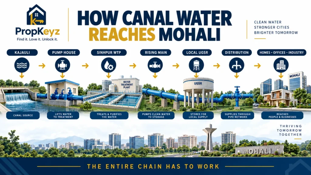 Mohali canal water supply Kajauli Sinhpur WTP rising main UGSR
