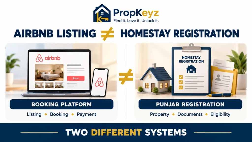 Airbnb listing versus Punjab Homestay registration