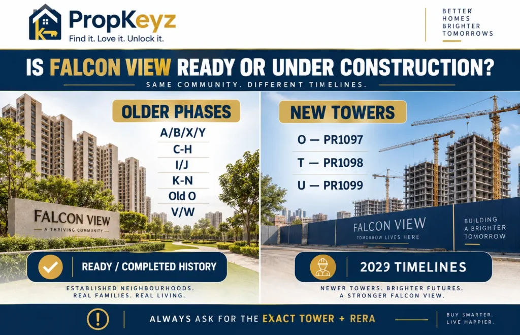 Falcon View old ready phases versus new Tower O T U RERA 2029