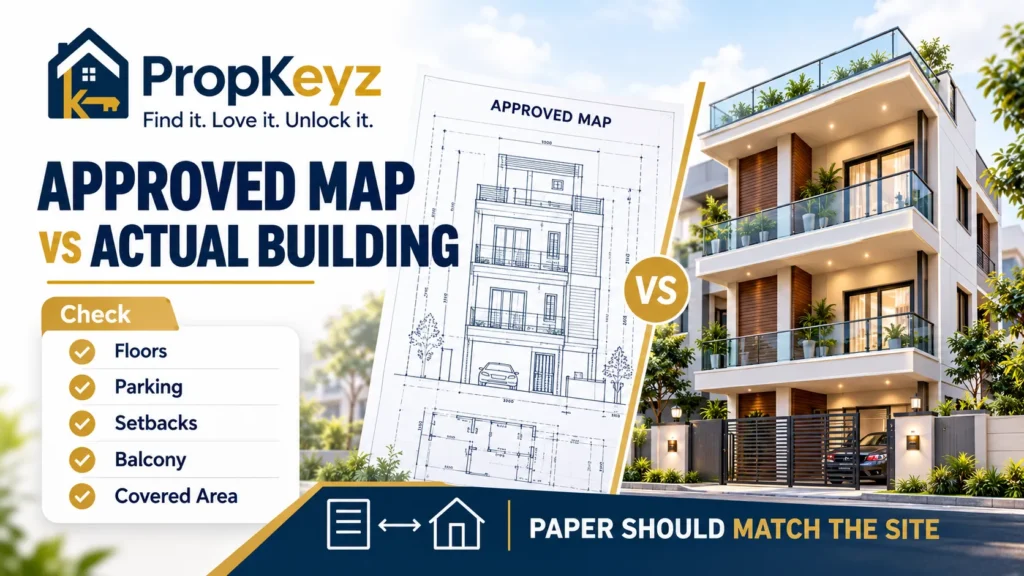Kharar sanctioned map versus actual construction building deviation