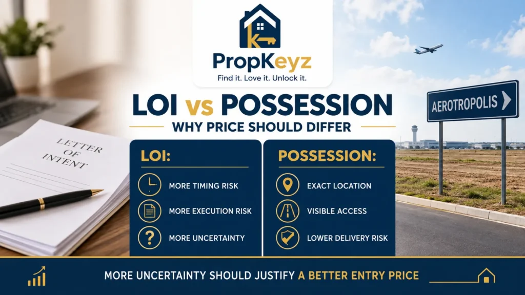 Aerotropolis LOI vs possession price risk 2026