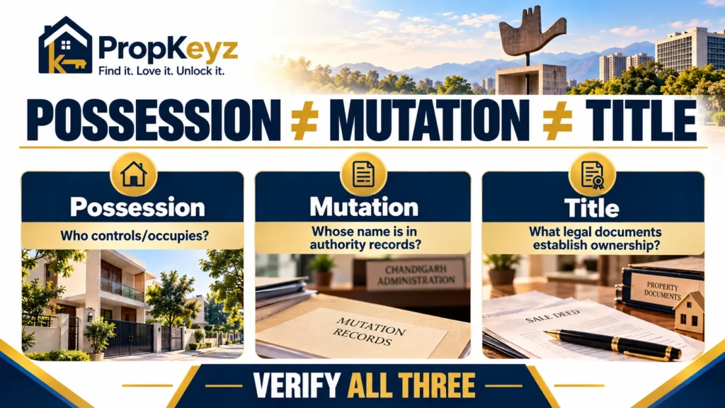 Chandigarh property mutation vs ownership title GPA buyer guide
