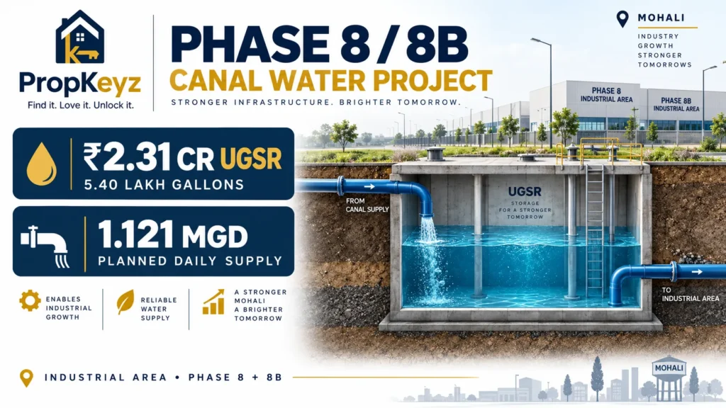 Phase 8B Mohali 5.40 lakh gallon canal water reservoir