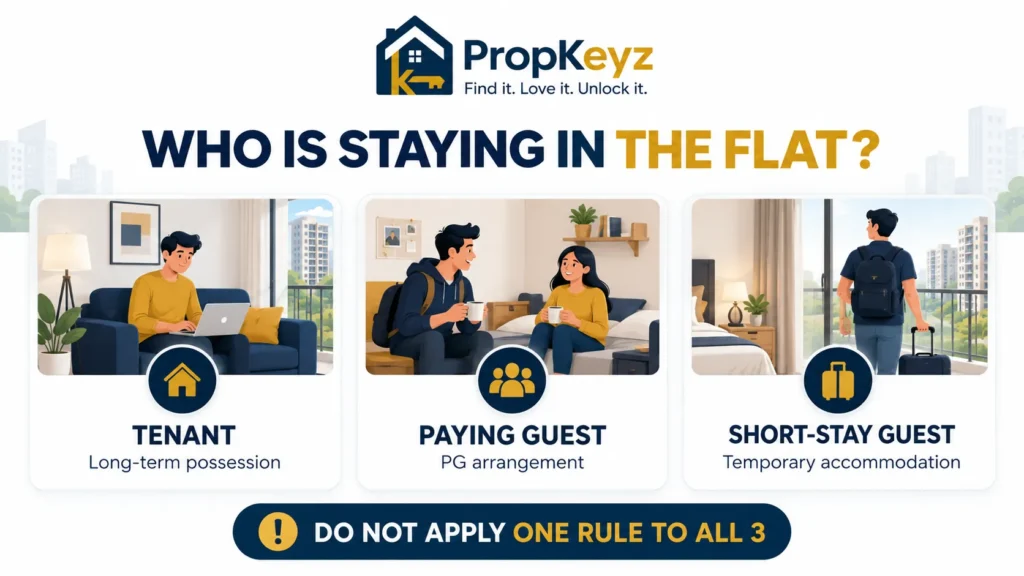 Mohali tenant paying guest Airbnb short stay difference
