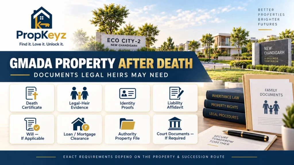 GMADA legal heir transfer death certificate succession will property checklist