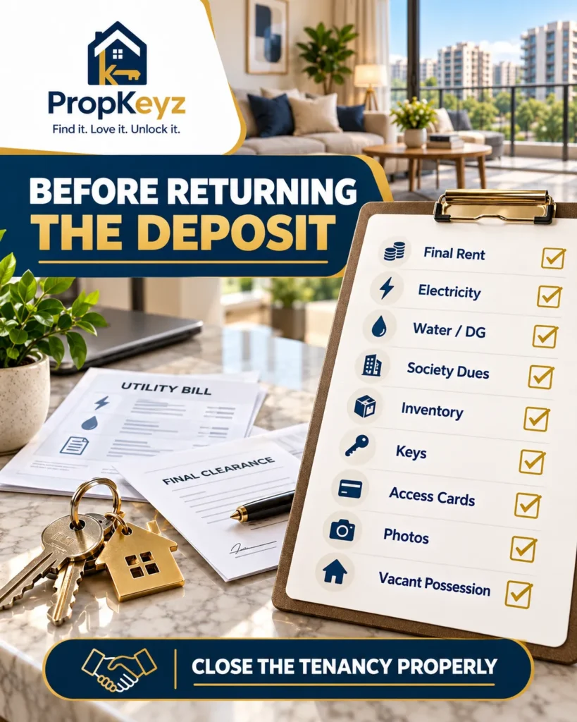 Mohali tenant final handover utility keys inventory checklist