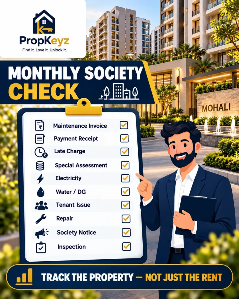 Mohali society maintenance monthly owner property management checklist