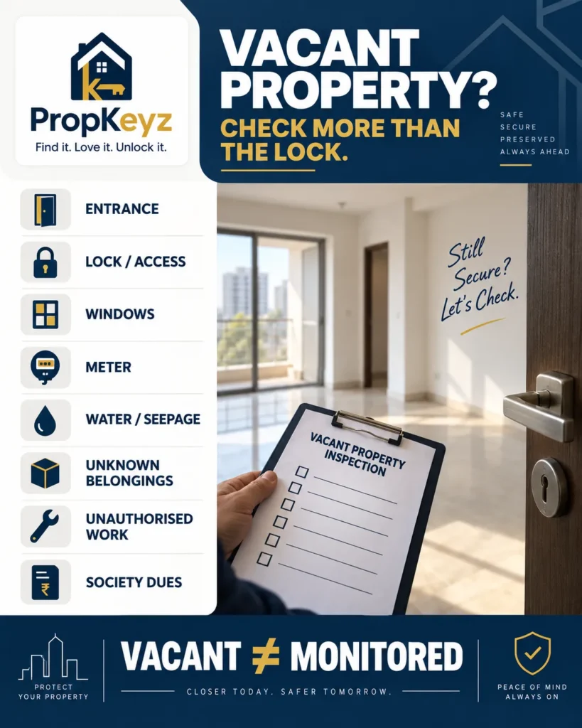 Mohali NRI vacant property inspection lock meter seepage monitoring checklist