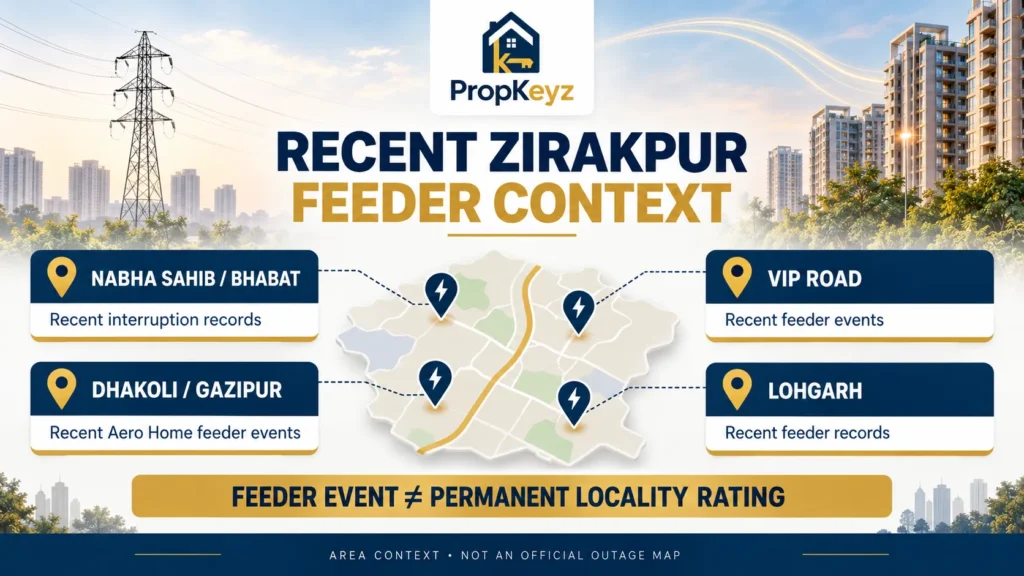 Zirakpur power cuts VIP Road Dhakoli Gazipur Bhabat feeder areas 2026