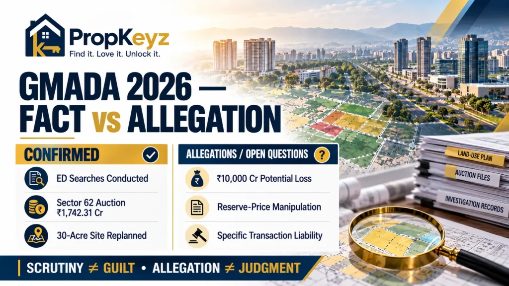GMADA ED investigation 2026 confirmed facts versus allegations