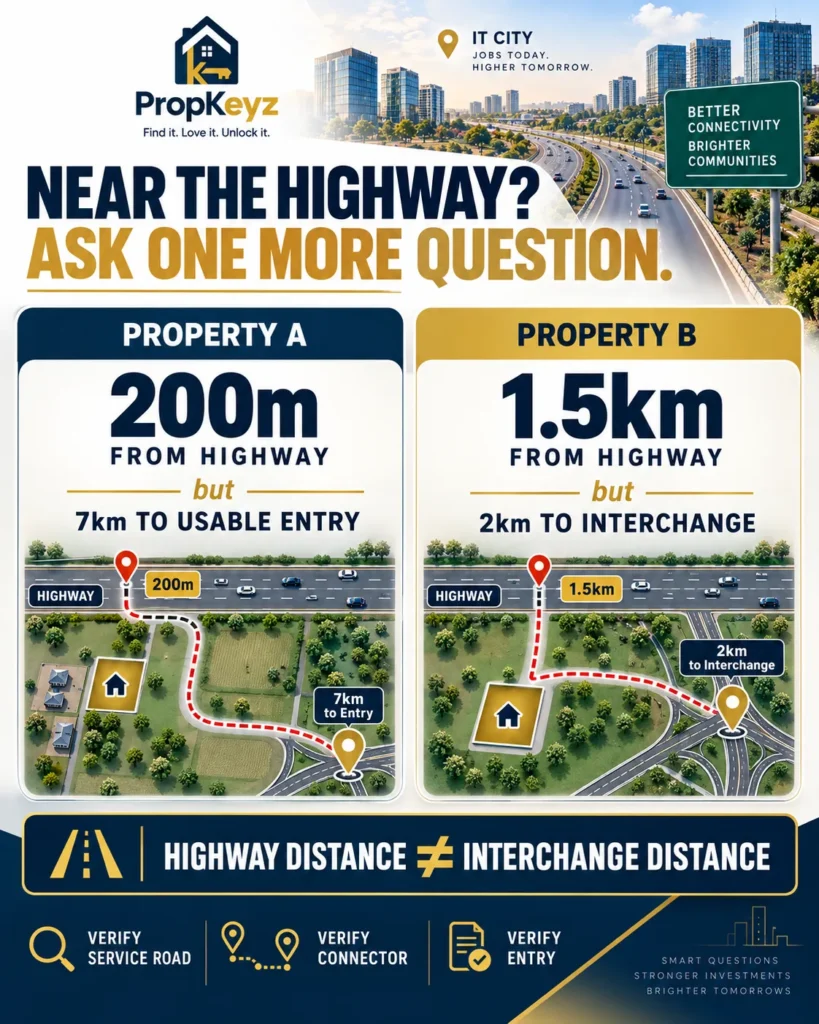 Bharatmala highway distance versus interchange access property investment