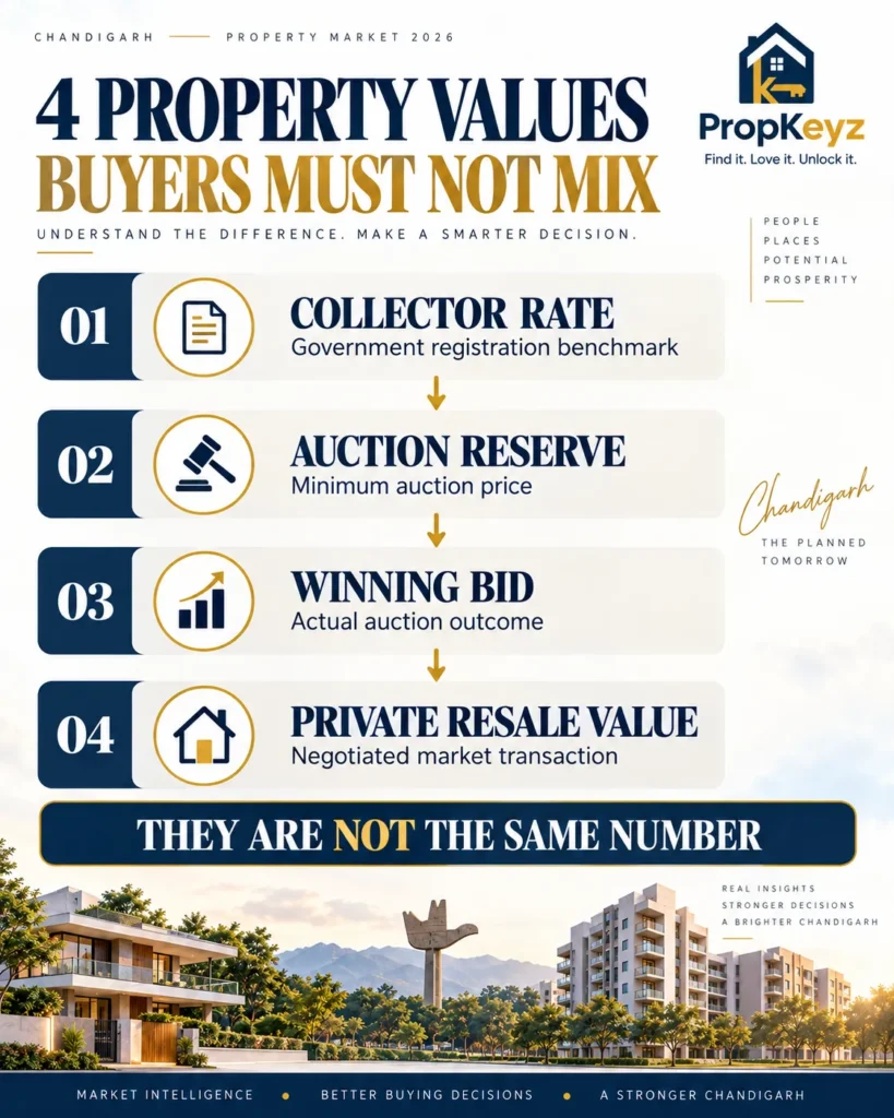Chandigarh collector rate reserve price winning bid market value comparison