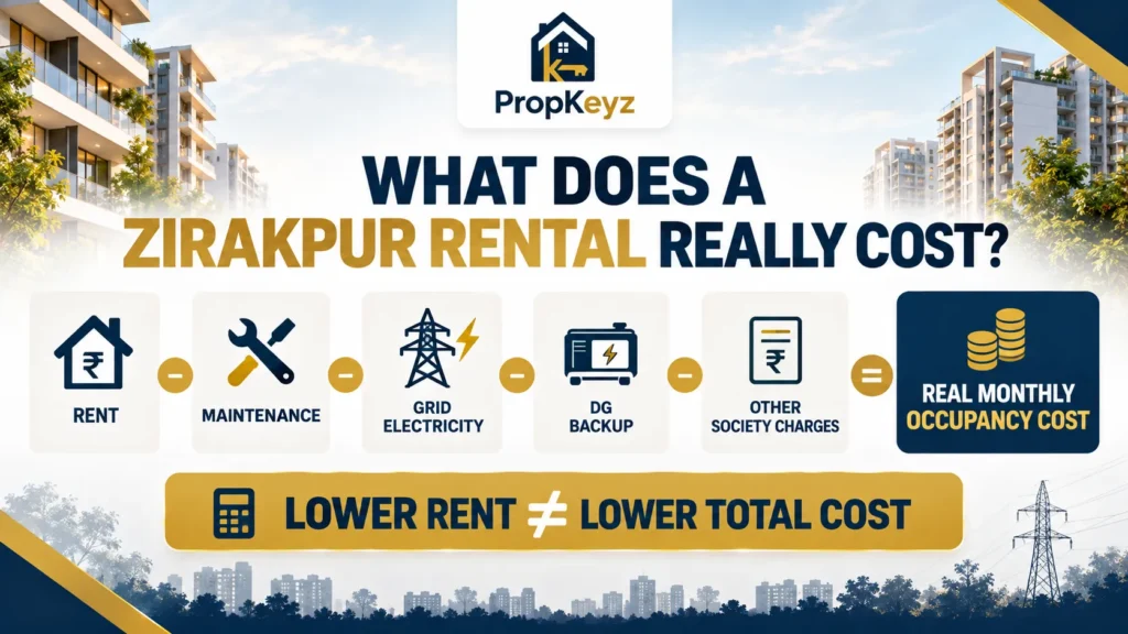 Zirakpur rental cost rent maintenance electricity DG backup comparison