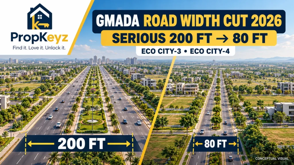 GMADA Road Width Cut 2026 proposed 200 ft to 80 ft Mohali township roads