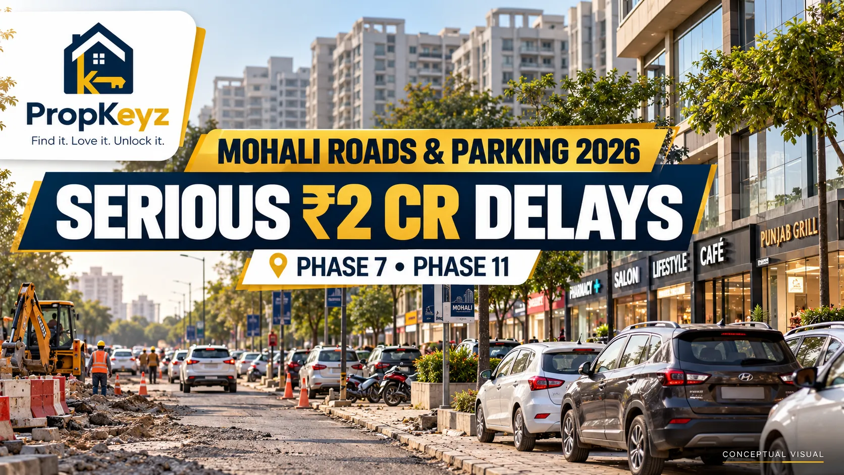 Mohali Road Parking Crisis 2026 ₹2 crore Phase 7 Phase 11 road repairs