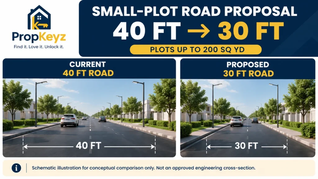 GMADA 40 feet to 30 feet road width proposal for small residential plots