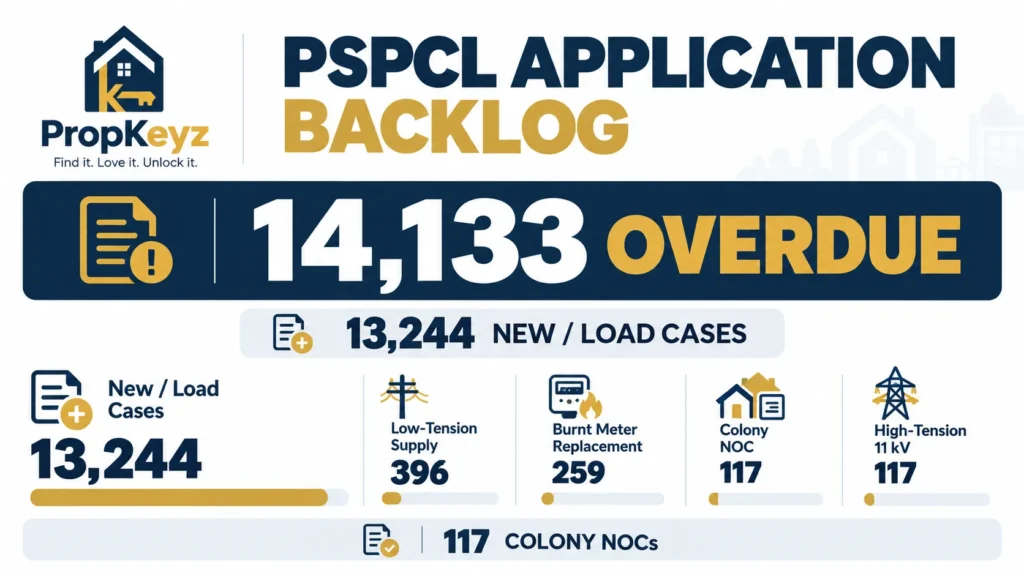PSPCL backlog 14133 applications including 13244 connection cases and 117 colony NOCs