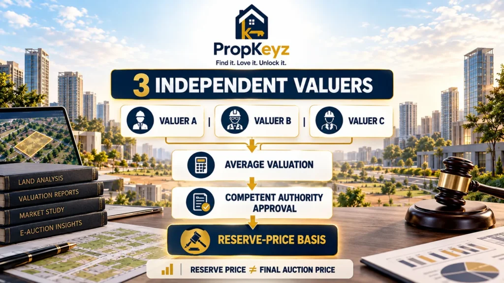 GMADA three independent valuers reserve price formula for unsold e-auction properties
