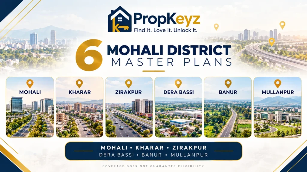 Six Mohali district master-plan areas for Punjab industrial exemption 2026: Mohali, Kharar, Zirakpur, Dera Bassi, Banur and Mullanpur