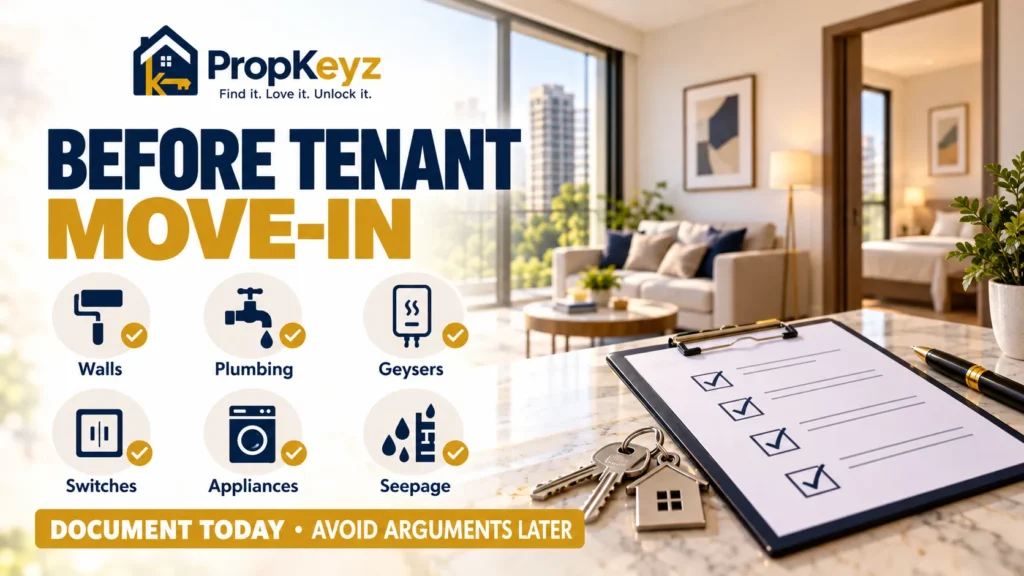 Mohali rental property move in maintenance baseline inspection walls plumbing geysers switches appliances seepage
