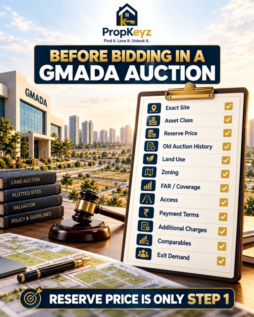 GMADA e-auction buyer checklist for reserve price land use zoning FAR and payment terms
