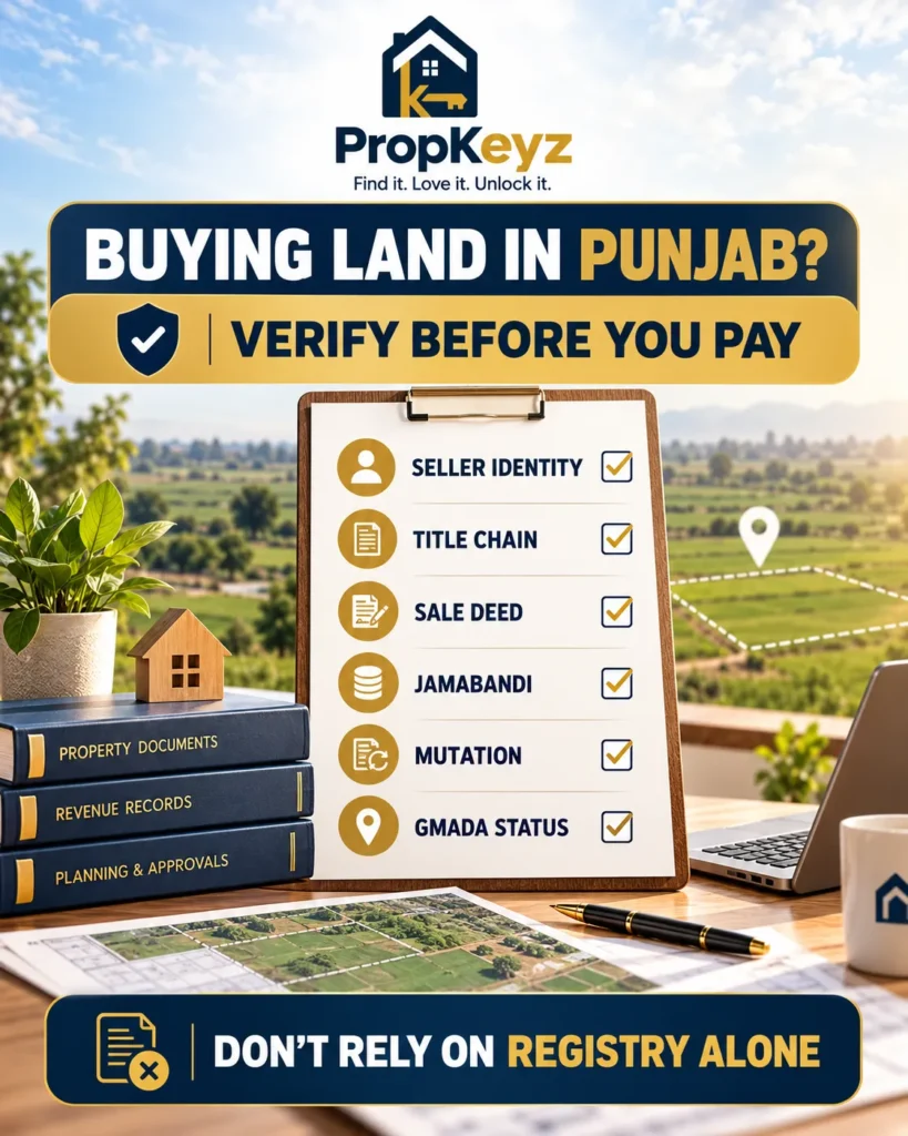 Zirakpur property buyer checklist seller title registry Jamabandi mutation GMADA