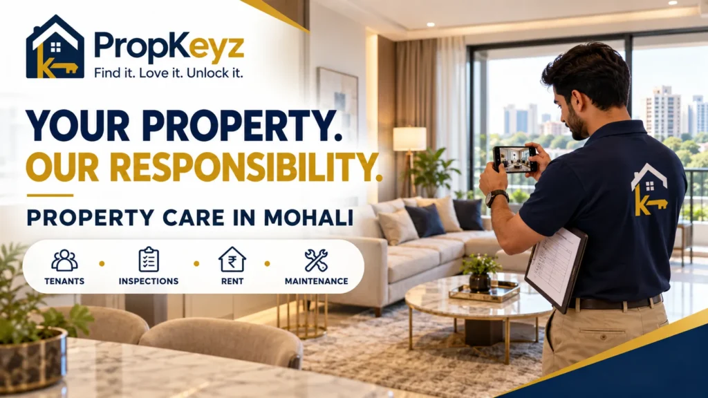 PropKeyz Mohali property management services featuring home inspection, tenant coordination, rent tracking and maintenance support.