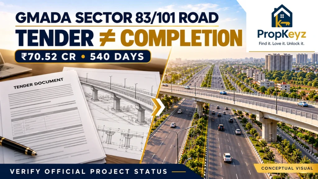 GMADA Sector 83 101 road tender versus completed bridge 2026